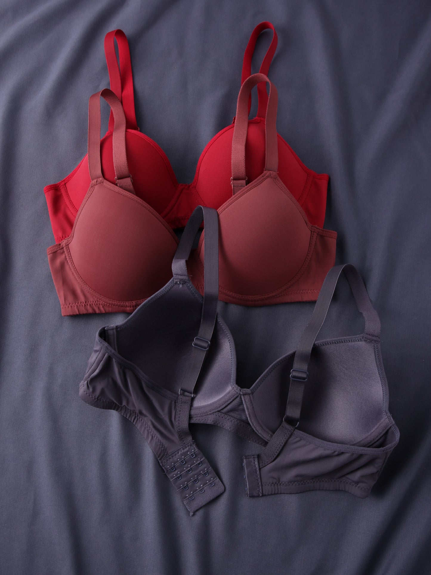 3pcs sutiã sem costura sólido simples, sutiã push up com aro confortável e respirável, lingerie e roupa íntima feminina