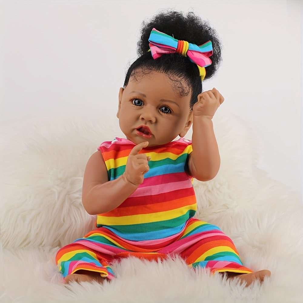 Reborn Baby Dolls African American Silicone Limbs Realistic Baby Doll With Soft Body Birthday Gift , Christmas\u002FHalloween\u002FThanksgiving Gift