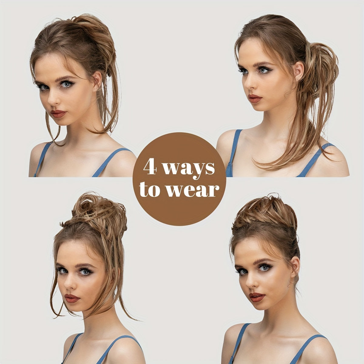 Peça de cabelo bagunçado para mulheres, super longo, desgrenhado, updo, scrunchies, sintético, ondulado, cacheado, extensão de rabo de cavalo, acessórios de cabelo