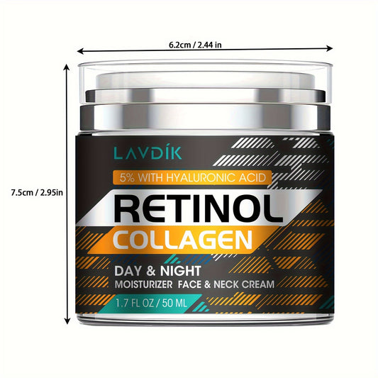 Retinol Cream For Face, Face Moisturizer Collagen Cream, Face Cream With Retinol & Hyaluronic Acid for fine line Wrinkles, & Dark Spots - Natural Wrinkle Moisturizer For Women And Men - Day & Night Face Cream -1.7oz