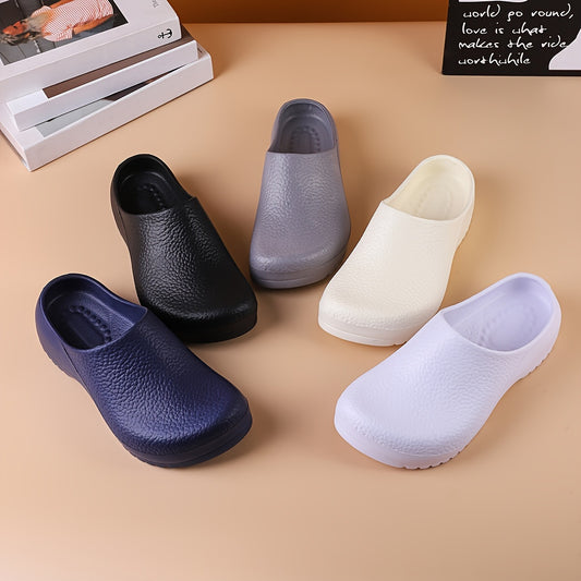 Women's Solid Color Platform Shoes, Casual Slip On Garden Shoes, Comfortable Kitchen Shoes