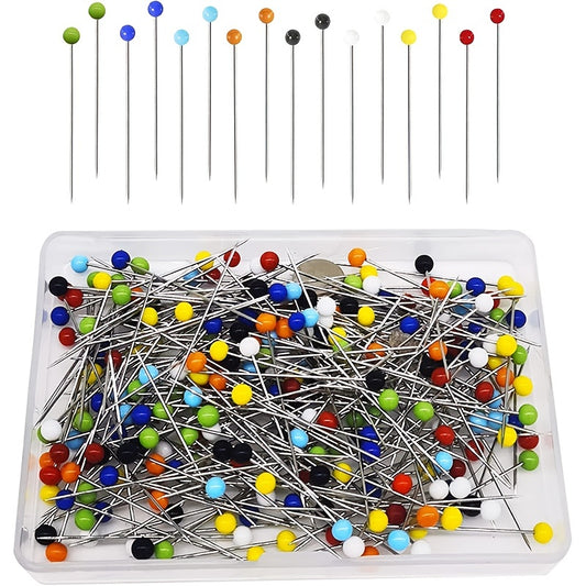 500pcs Sewing Pins Straight Pins 1.5 In Quilting Pins With Colored Ball Glass Head For Fabric, Jewelry DIY, Craft And Sewing Project, Corlorful