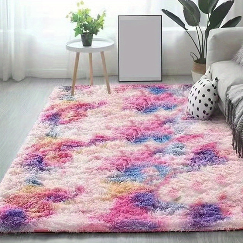 1pc tapis moelleux ultra en peluche, super doux Tie-Dyed tapis flous pour chambre à coucher salon, grande peluche fourrure Shag tapis, enfants salle de jeux pépinière salle de classe salle à manger décor tapis de sol 78.74 * 118.11in (200*300cm)