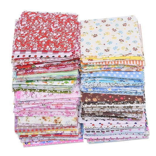 50pcs 3.9*3.9in Floral Printed Top Cotton Fabric Bundle Squares Quilting Sewing Patchwork Cloths DIY Scrapbooking Craft