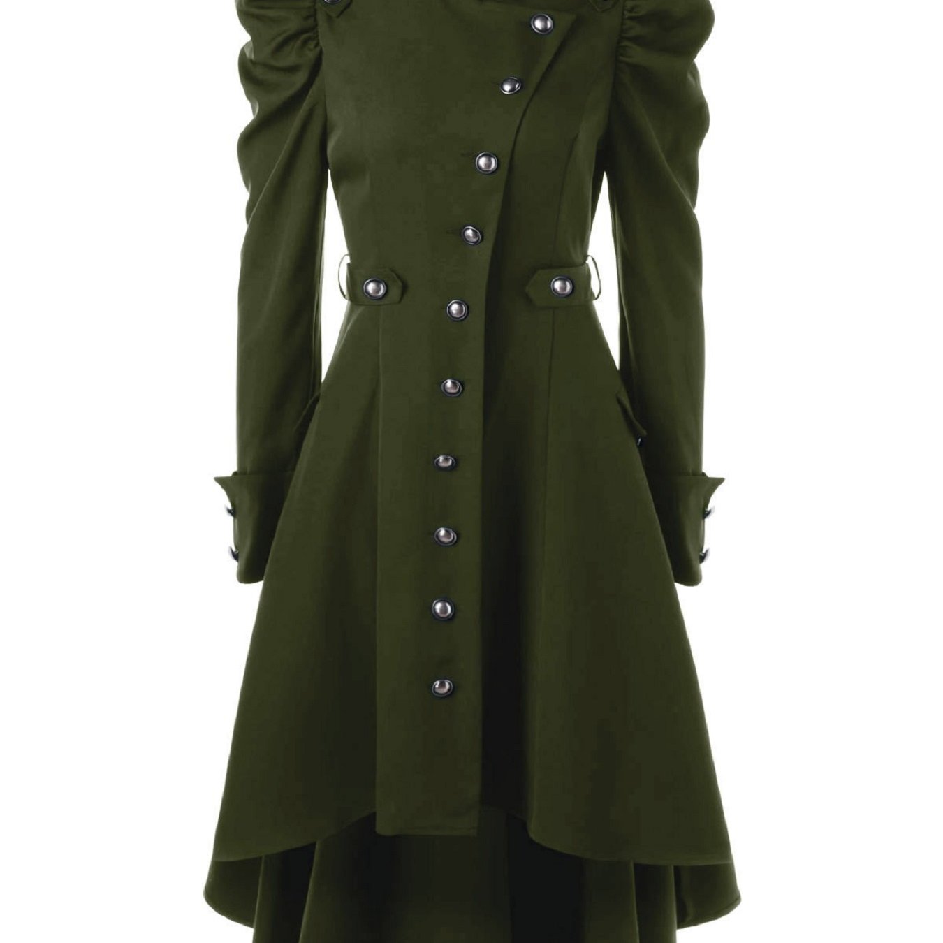 Solid Double Breasted Pea Coat, Belted Buckle Spring Mid-Long Lapel Outerwear, Women's Clothing