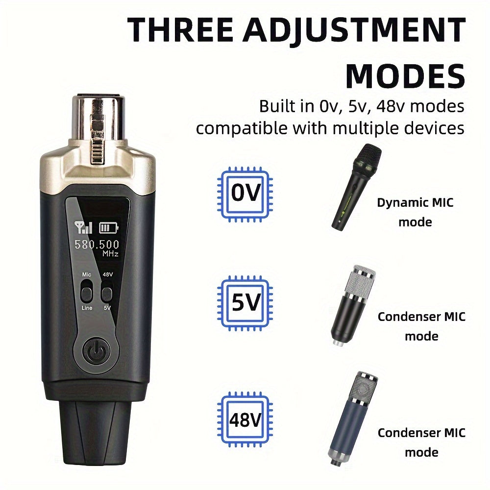 Depusheng T9 Transmissor de microfone sem fio Receptor Plug-on XLR Microfone Sistema sem fio para microfone dinâmico e condensador Mixer de áudio, sistema PA.