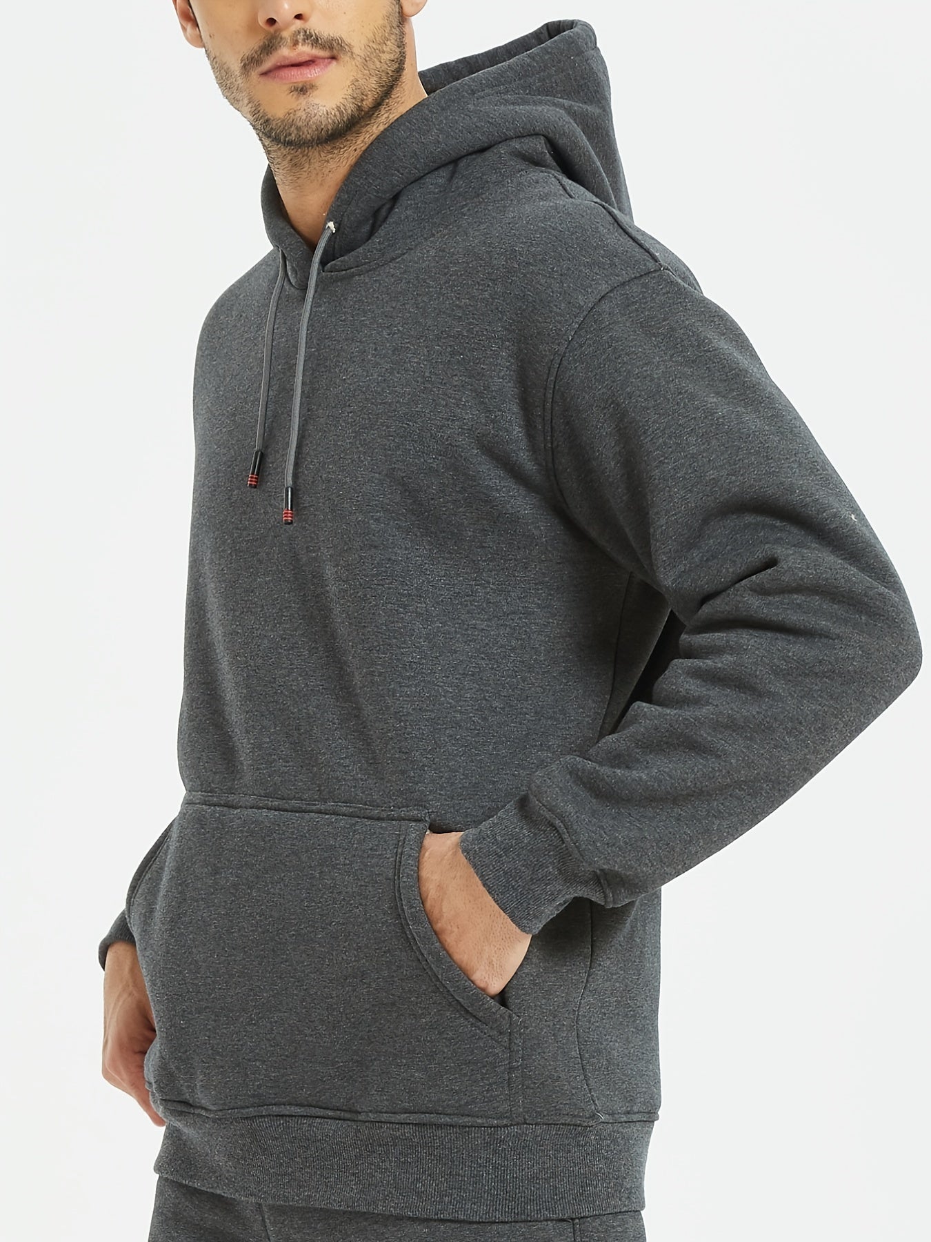 Men's Casual Stylish Solid Hooded Sweatshirt, Long Sleeve Tees For Spring\u002Fautumn, Men's Clothing, Plus Size