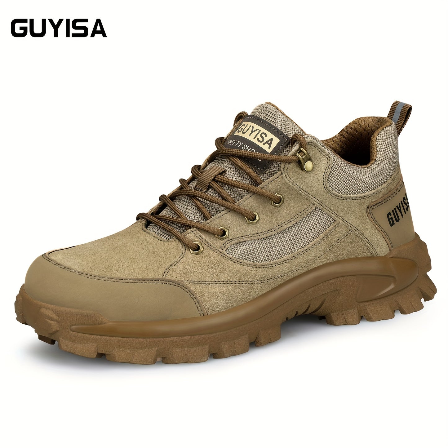 Zapatos de seguridad de trabajo de gamuza para hombres, zapatos de trabajo de punta de acero antideslizantes a prueba de pinchazos, zapatillas de deporte de construcción industrial