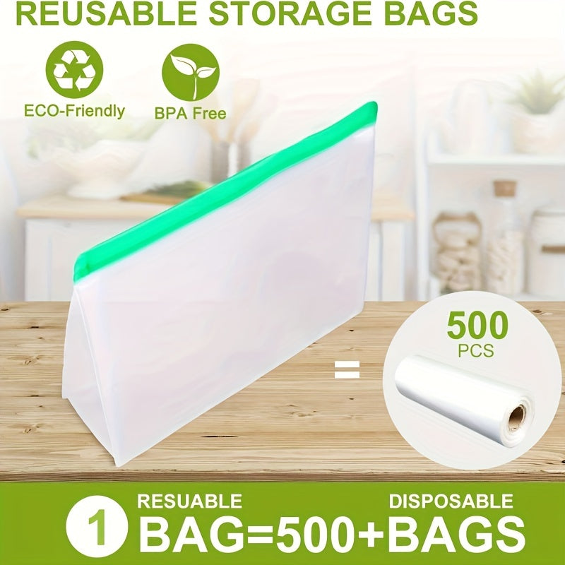 Reusable Silicone Food Storage Bag, Leak Proof And Reusable Freezer Bag, Travel\u002Fhome Storage Bag -1 Reusable Gallon Bag\u002F1 Reusable Sandwich Bag\u002F1 Reusable Snack Bag (excluding Bisphenol A)