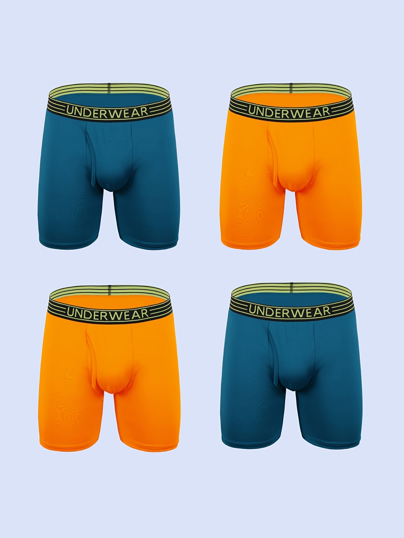 4pcs Men's Boxer Briefs, Trendy Letters Print Underwear, Breathable Soft Underpants, Plus Size