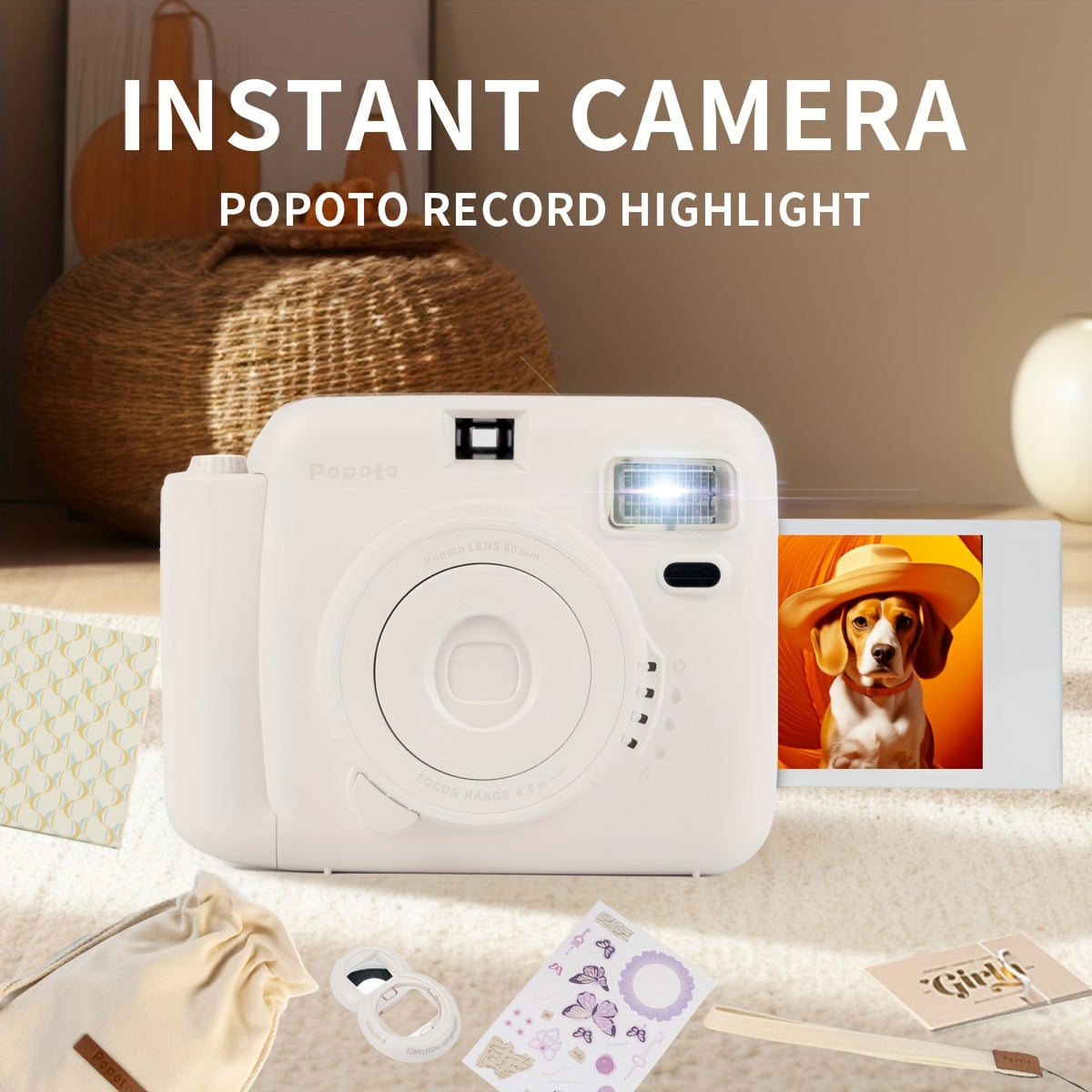 New Popoto Instant Mini Camera Suitable For Fujifilm Instax Mini Twin Pack Film (AA*2 Battery Not Including)Party\u002FGift\u002FOutdoors\u002FGirlfriend\u002FRecord Life