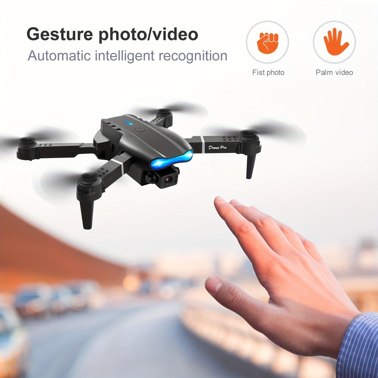 E99 Pro Drone con cámara HD, WiFi FPV HD doble plegable RC Quadcopter Altitude Hold, juguetes de control remoto para principiantes, adolescente cosas regalos para hombres interior y exterior asequible UAV