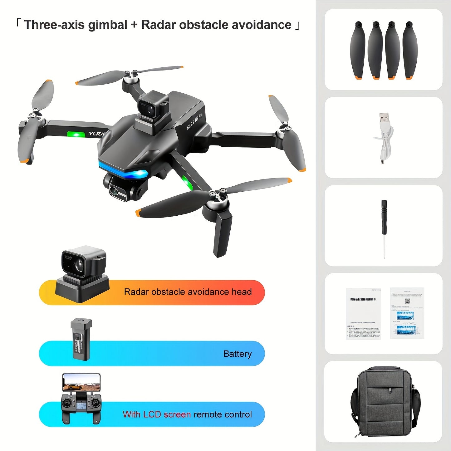 5G Signal, Dual WiFi, 780P Camera, LCD Display - New S135pro UAV Drone With Quadruple Radar Obstacle Avoidance And Extended Flight Time, Perfect For Beginners Men's Gifts And Teenager Stuff