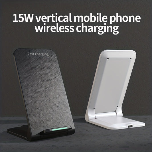 15W Fast Wireless Charging Stand - Compatible With IPhone, Samsung, Motorola, OnePlus & More - Qi Certified Charger!
