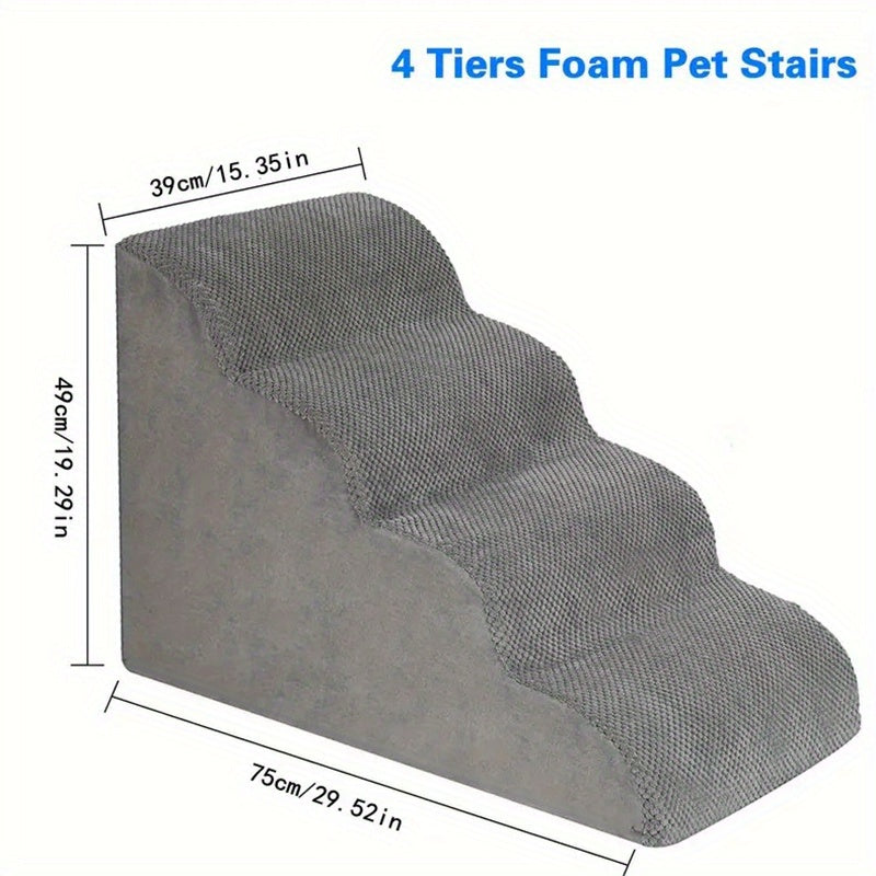 Dog Stairs For Small Dogs, 3\u002F4 Step Dog Stairs For High Beds And Couch, Folding Pet Steps For Small Dogs And Cats, And High Bed Climbing, Non-Slip Balanced Dog Indoor Step, Grey