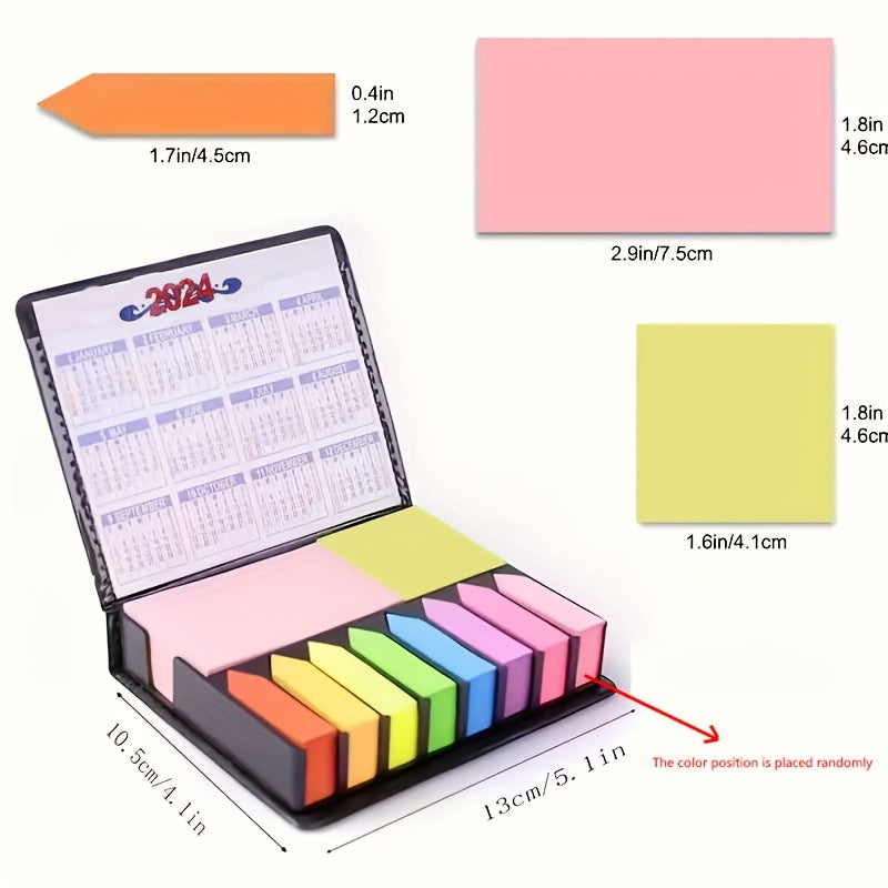 2.000 páginas de organização colorida: conjunto de notas adesivas multicoloridas com caixa de embalagem de couro, calendário 2024 e muito mais!