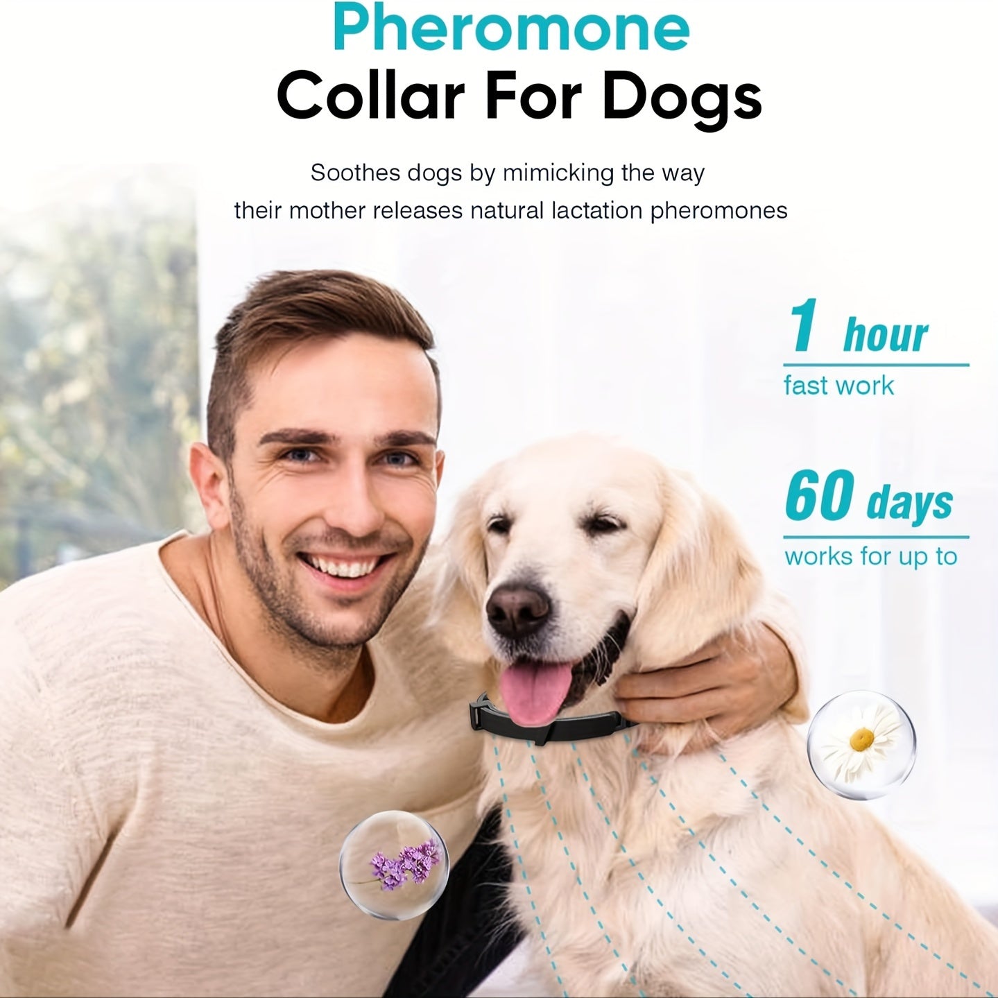 4pcs Dog Calming Collars Anxiety Relief Waterproof Pheromones Collars For Dogs, Long Lasting 60 Days Adjustable Dog Calming Collar