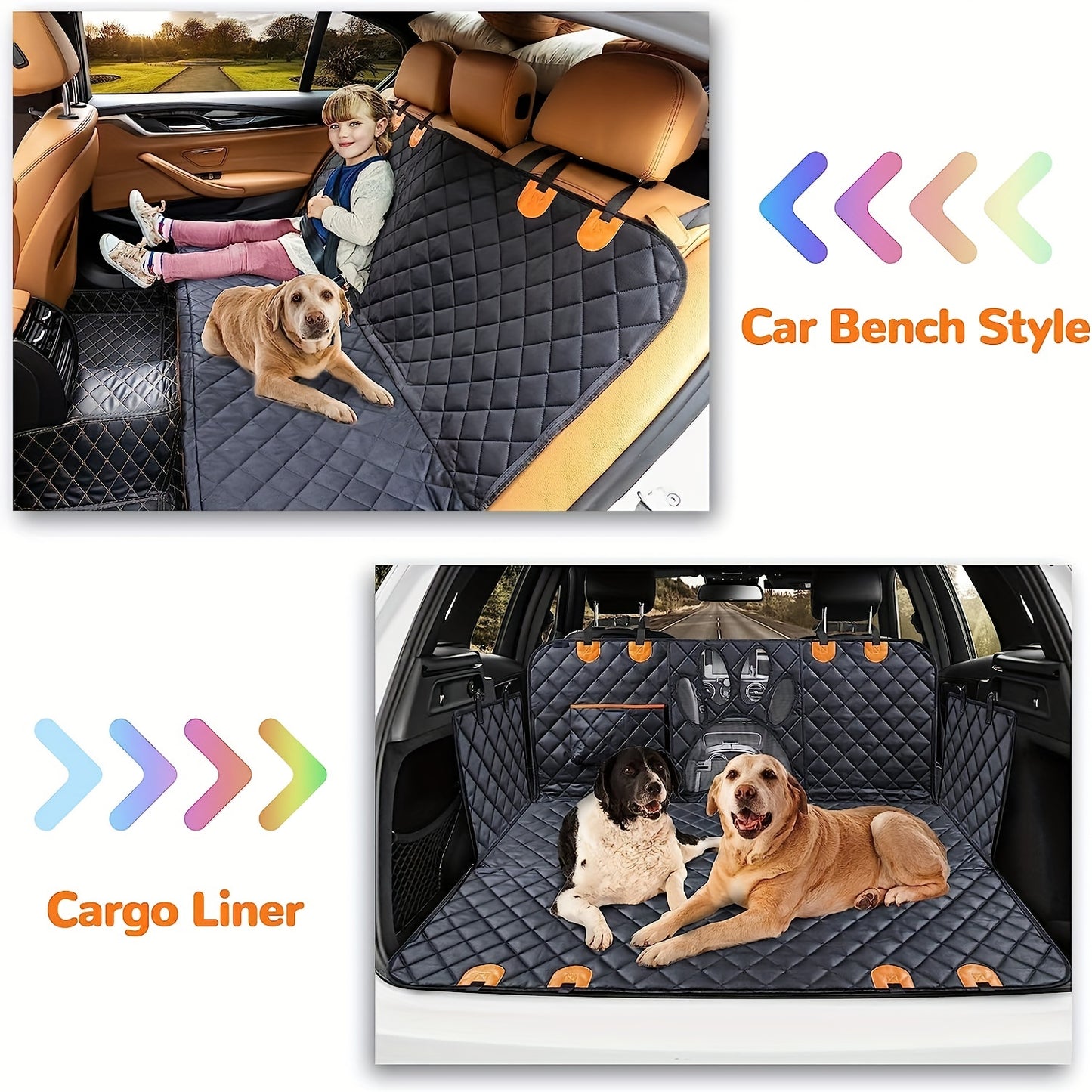 Dog Car Seat Cover for Back Seat, 100% Waterproof Dog Car Hammock with Visual Mesh Window and Side Zipper Car Seat & Door Protector for Pets and Child, Backseat Dog Cover for Car Truck and SUV