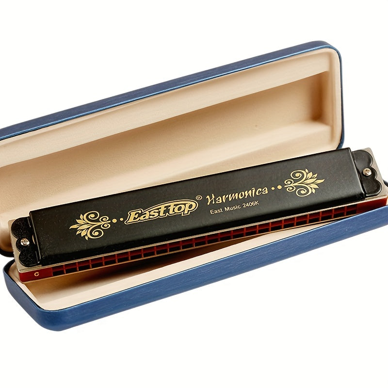 24 Holes Tremolo Harmonica Key Of C, Tremolo Mouth Organ Harmonica For Adults, Professionals And Students (T2406K-C)