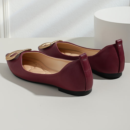 Women's Buckle Decor Flat Shoes, Elegant Point Toe Slip On Shoes, Lightweight & Comfortable Shoes