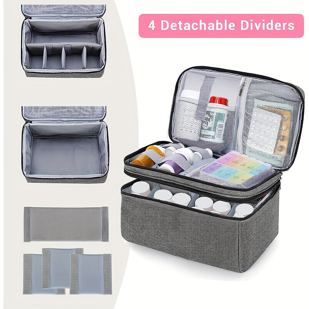 1 Pc Medicine Organizer And Storage Bag Empty, Family First Aid Box, Pill Bottle Organizer Bag For Emergency Medication, Supplements Or Medical Kits, Zippered Medicine Bag For Home And Travel(Gray)