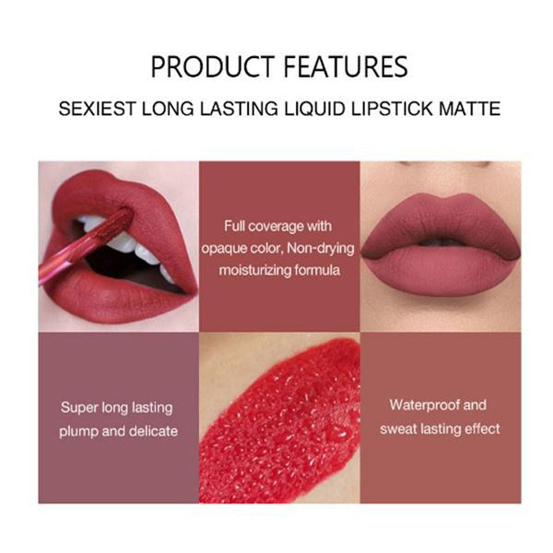 6 Pcs\u002FSet New Long Lasting Waterproof Lipstick Set Women Lips Makeup Cosmetic