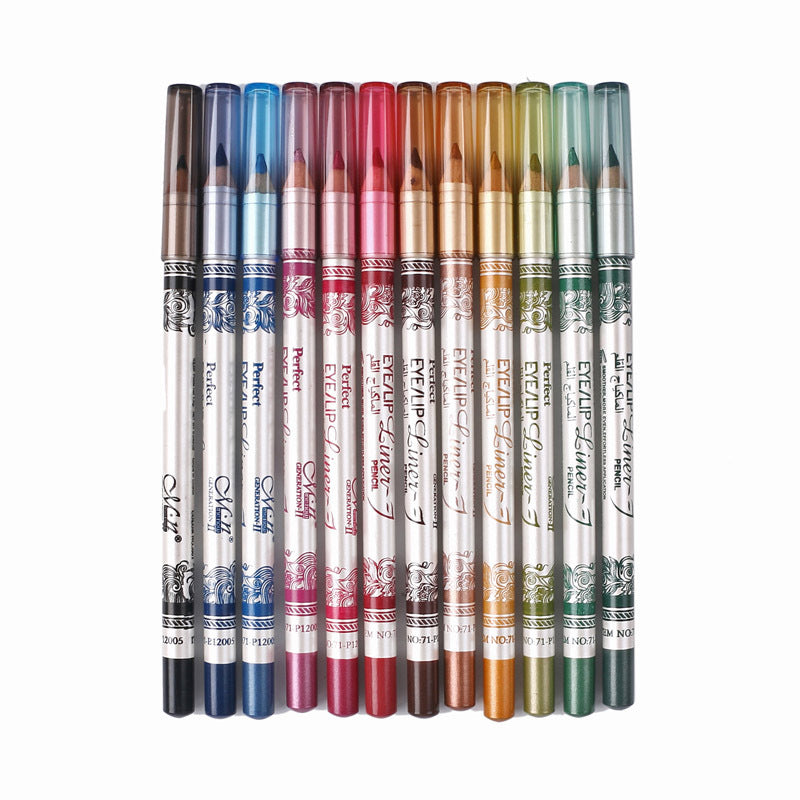 12pcs\u002Fset Colorful Eyeliner Pen Set - Waterproof, Luminous, and Long-Lasting Eye Makeup Stick