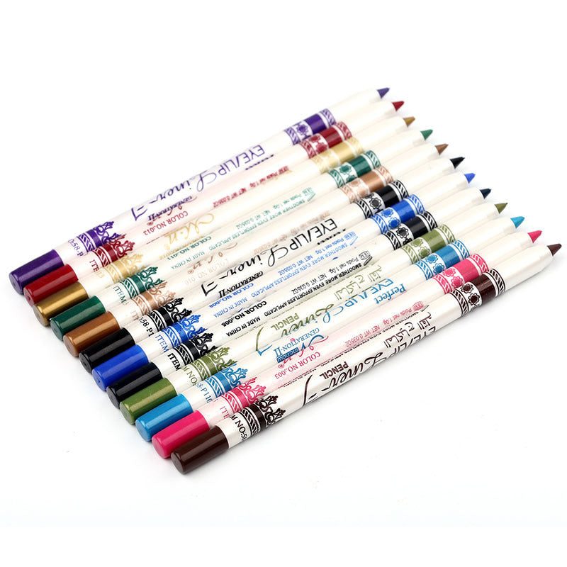 12pcs \ u002Fset Ensemble de stylo Eyeliner coloré-Bâton de maquillage pour les yeux imperméable, lumineux et durable