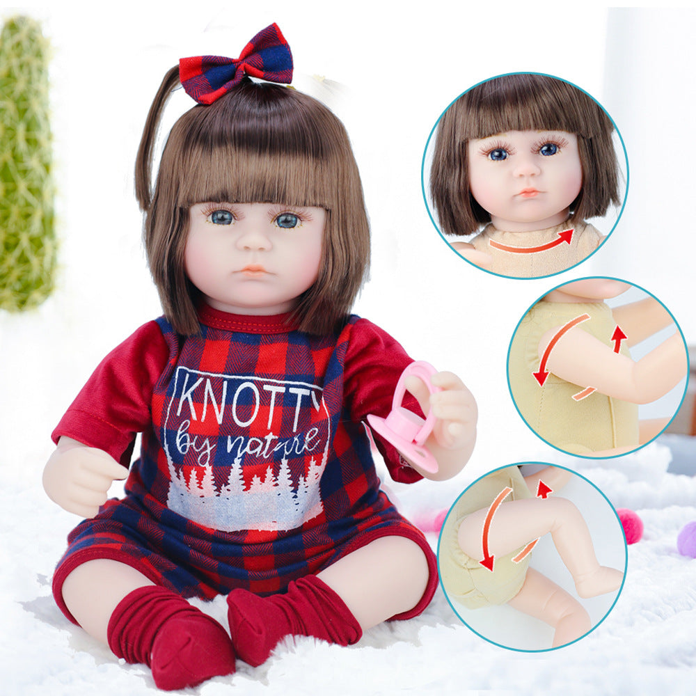 Rebirth Doll Simulation Baby Enamel Soft Glue Doll Children's Educational Toys Gift Standing Size 17in Seating Size 11.4 In , Halloween\u002FThanksgiving Day\u002FChristmas Gift