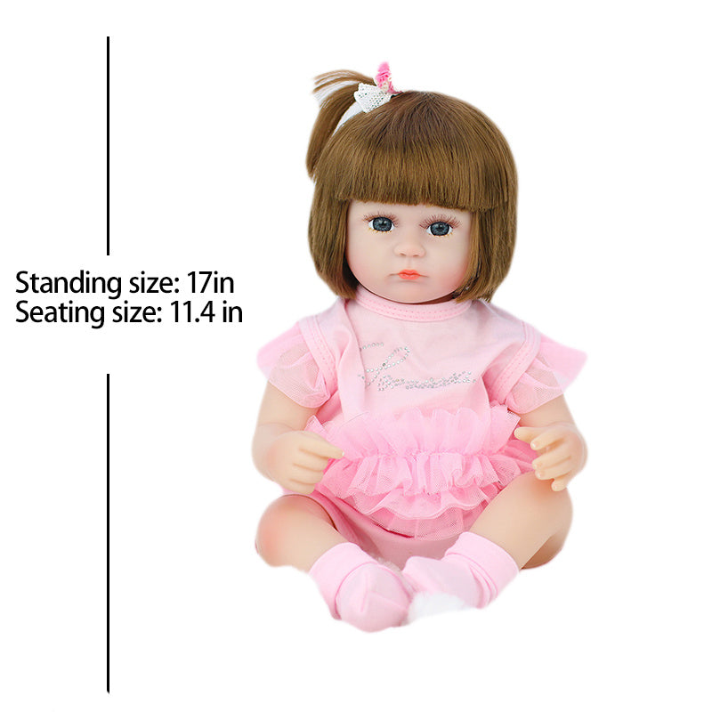 Rebirth Doll Simulation Baby Enamel Soft Glue Doll Children's Educational Toys Gift Standing Size 17in Seating Size 11.4 In , Halloween\u002FThanksgiving Day\u002FChristmas Gift