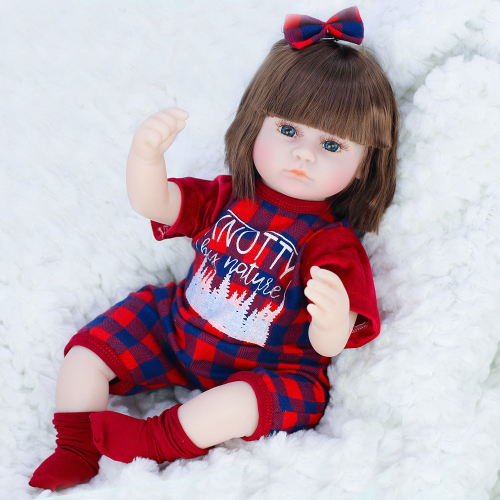 Rebirth Doll Simulation Baby Enamel Soft Glue Doll Children's Educational Toys Gift Standing Size 17in Seating Size 11.4 In , Halloween\u002FThanksgiving Day\u002FChristmas Gift