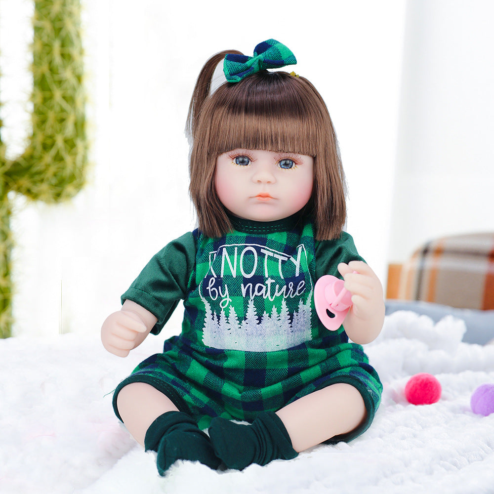 Rebirth Doll Simulation Baby Enamel Soft Glue Doll Children's Educational Toys Gift Standing Size 17in Seating Size 11.4 In , Halloween\u002FThanksgiving Day\u002FChristmas Gift