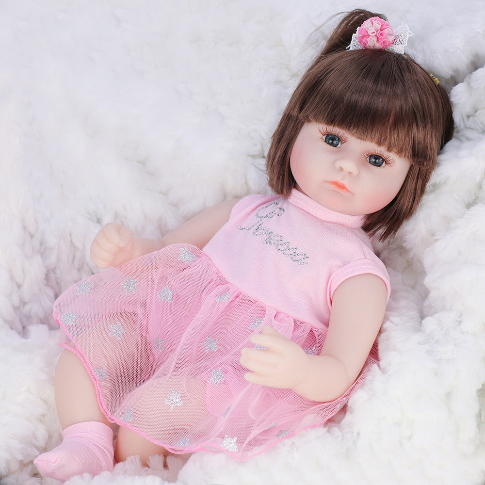 Rebirth Doll Simulation Baby Enamel Soft Glue Doll Children's Educational Toys Gift Standing Size 17in Seating Size 11.4 In , Halloween\u002FThanksgiving Day\u002FChristmas Gift