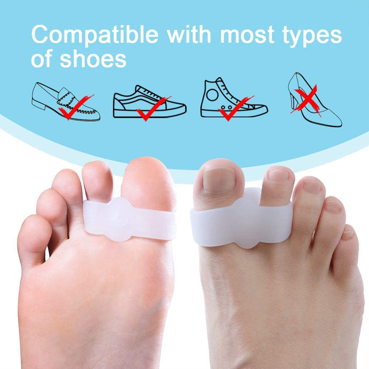 12 Packs Bunion Corrector 10 Loops, Toe Separators With 2 Loops, Big Toe Spacer Suitable For Bunion And Overlap Toe (White)