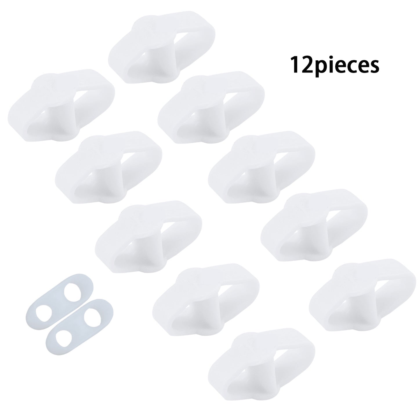 12 Packs Bunion Corrector 10 Loops, Toe Separators With 2 Loops, Big Toe Spacer Suitable For Bunion And Overlap Toe (White)