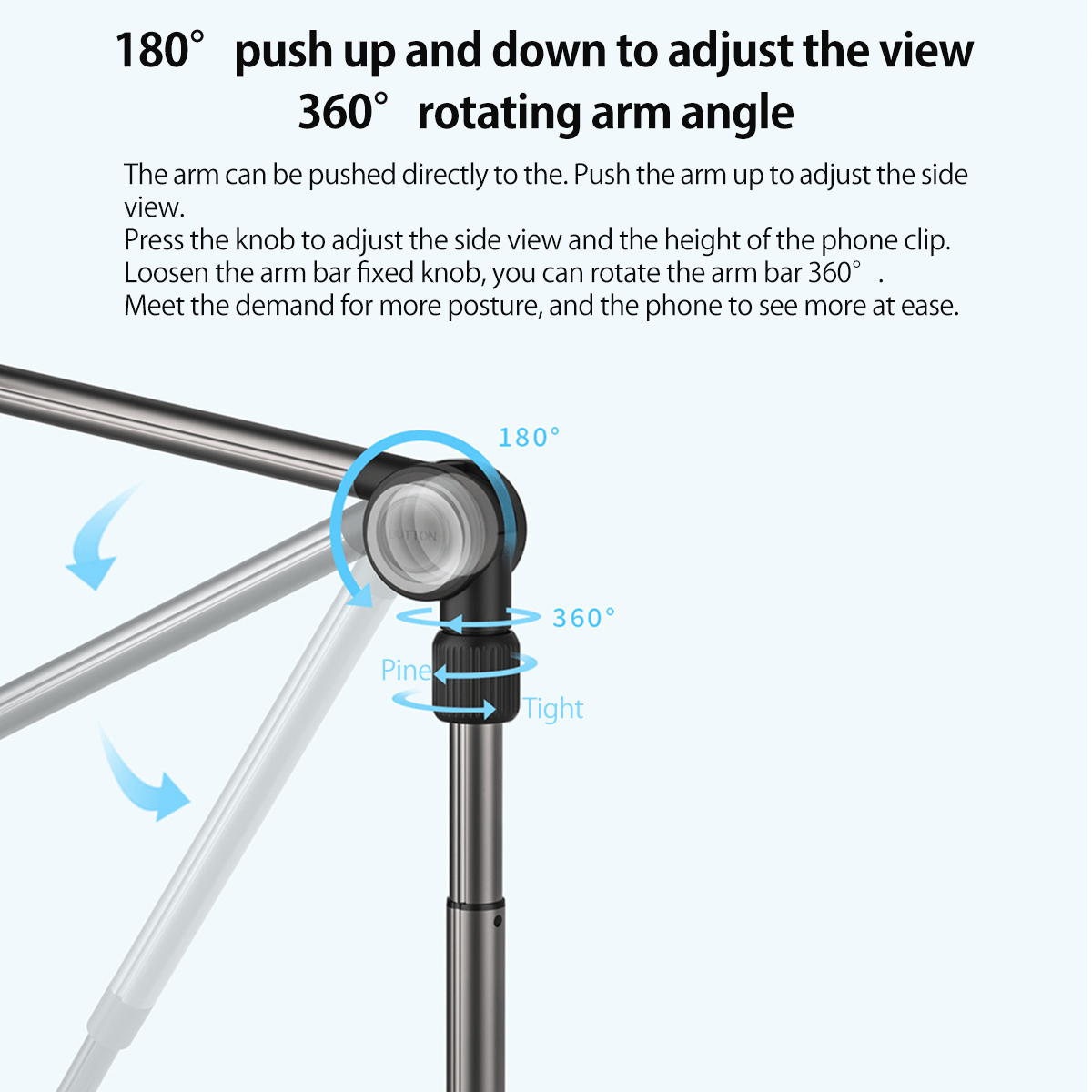 Soporte ajustable del sostenedor del soporte del teléfono móvil de la tableta, rotación libre para la cabecera de escritorio para Android