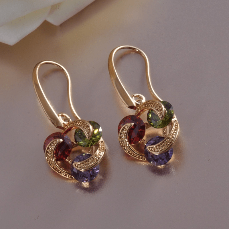 18K plaqué or rond Zircon Birthstone boucles d'oreilles bijoux de mariage cadeaux