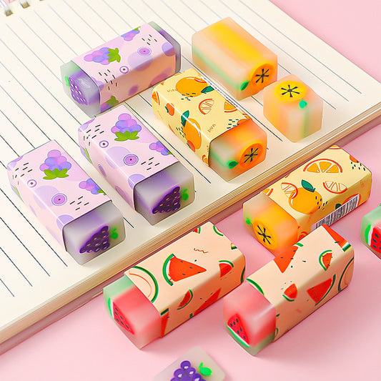 12 Pcs of Adorable Fruit-Themed Erasers - Perfect Gift for Students!