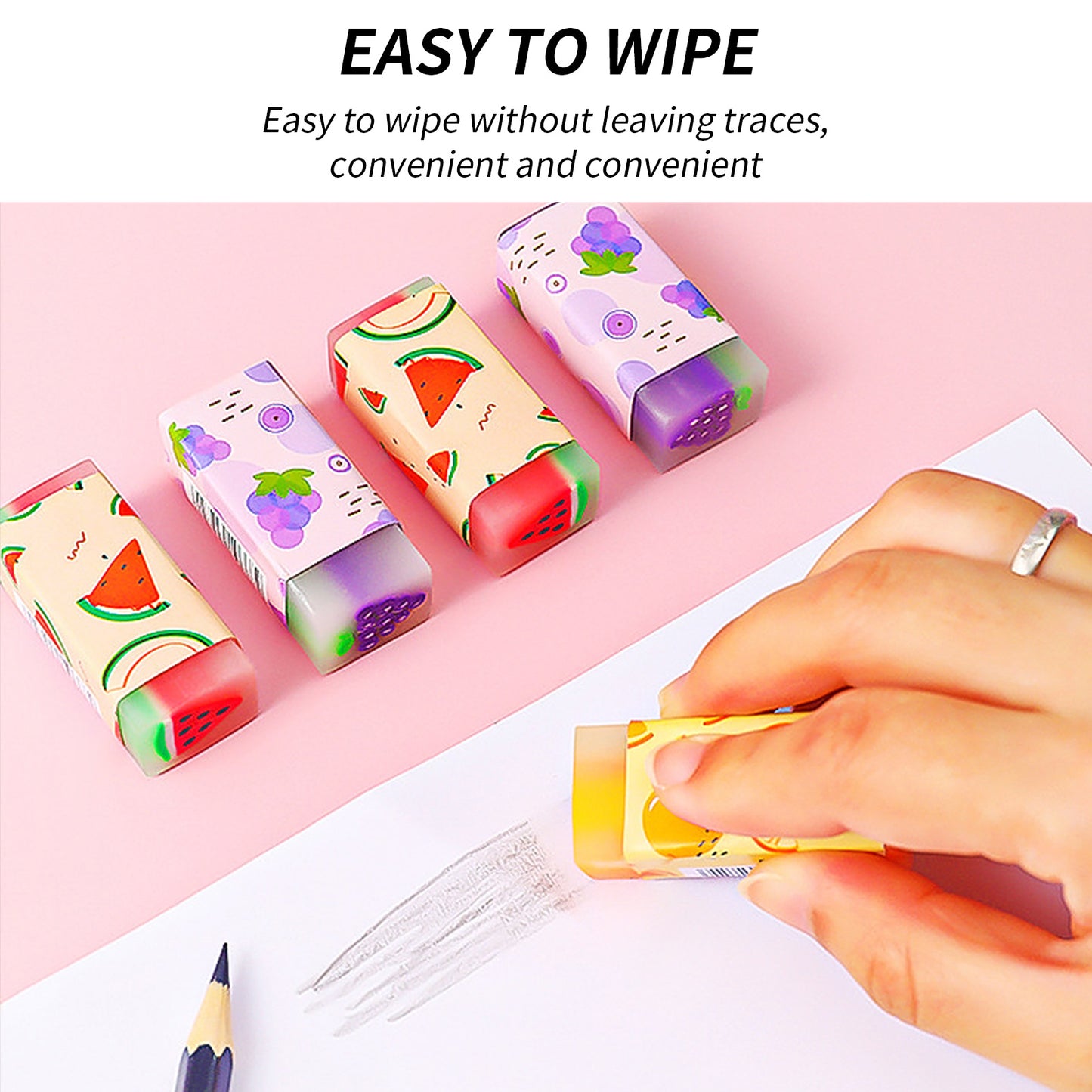 12 Pcs of Adorable Fruit-Themed Erasers - Perfect Gift for Students!