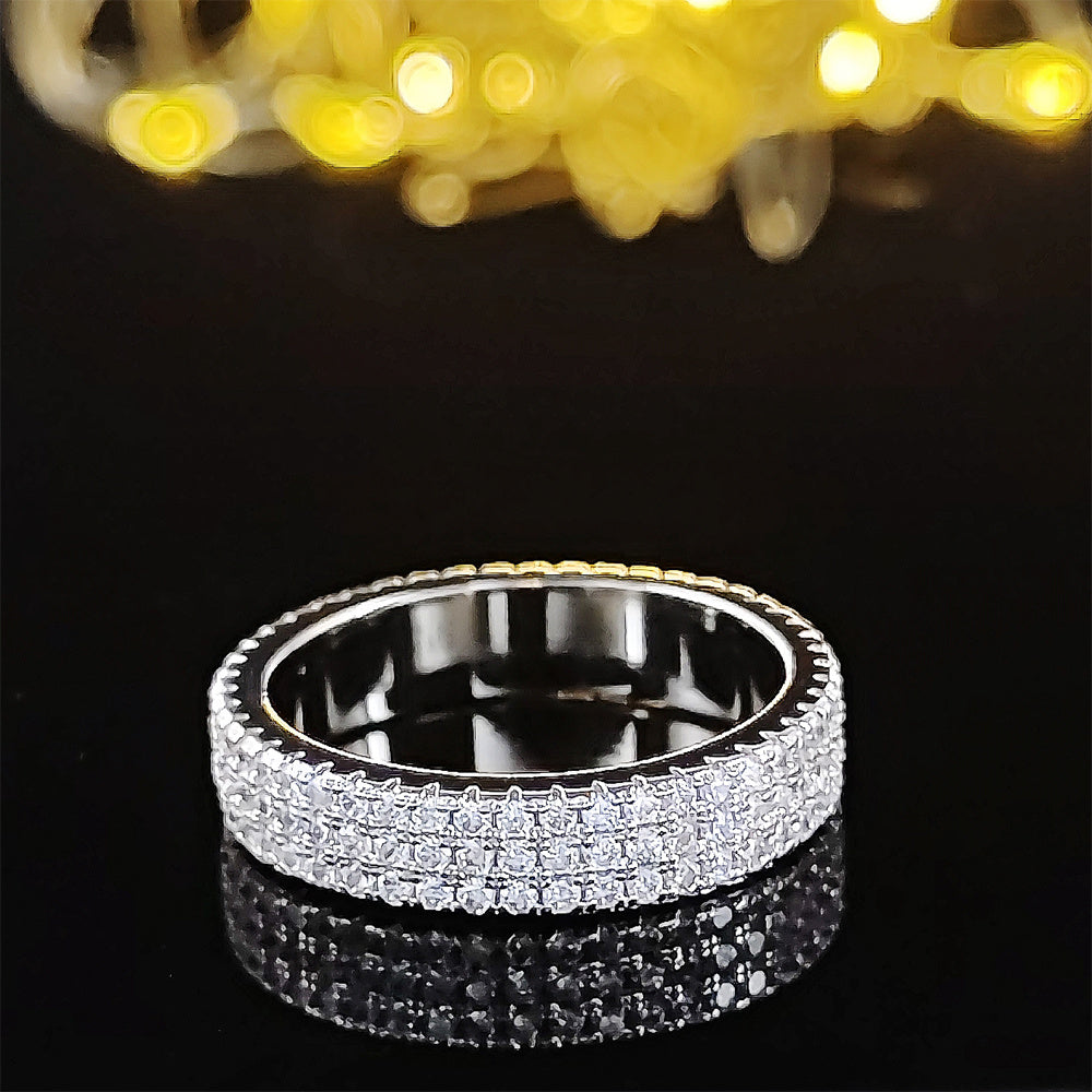 925 En Argent Sterling Bande De Mariage Éternité Bague De Mode Zircon Décor Fiançailles Bague Pour Les Femmes R721S