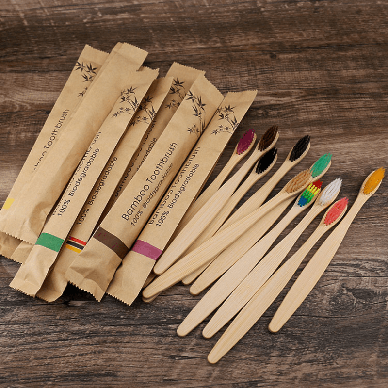 20PCS Eco-Friendly Bamboo Toothbrushes - Extra Soft Bristles for Sensitive Teeth & Gums, Biodegradable Wooden Handle for Deep Cleaning Oral Care at Home