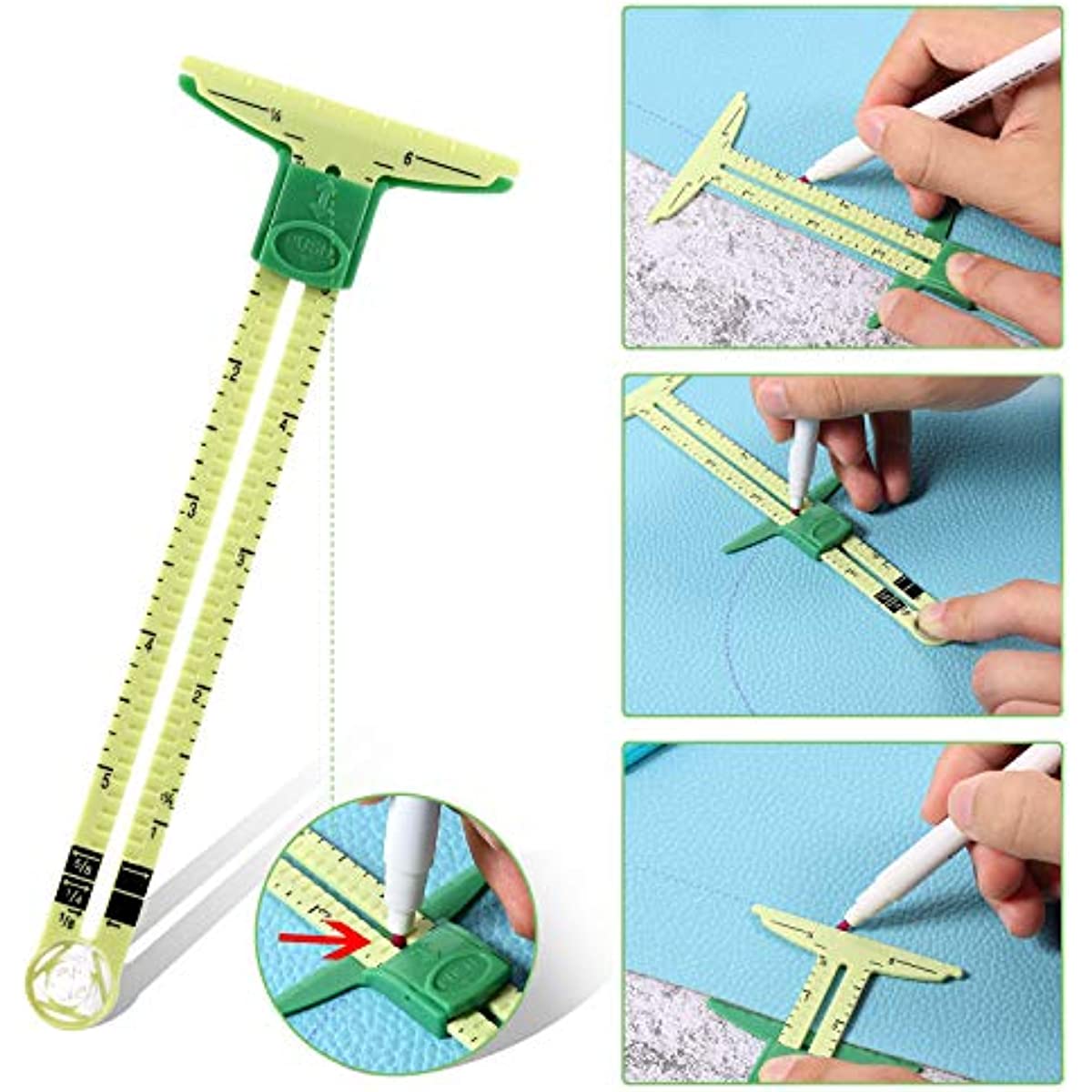 2pcs Sewing Gauge Sewing Measuring Tool, 5-in-1 Sliding Gauge Measuring Sewing Ruler Tool Fabric Quilting Ruler For Knitting Crafting Sewing Beginner Supplies