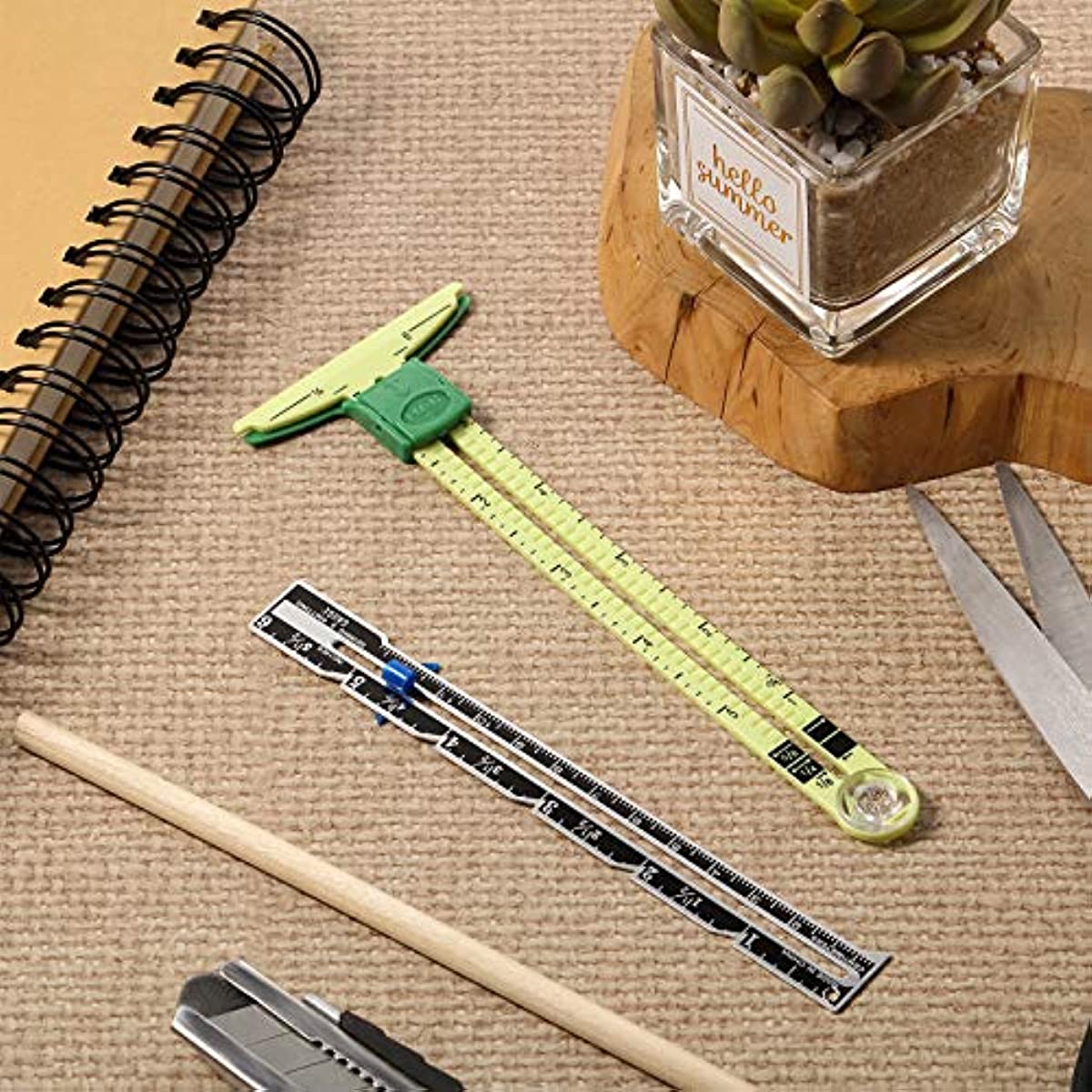 2pcs Sewing Gauge Sewing Measuring Tool, 5-in-1 Sliding Gauge Measuring Sewing Ruler Tool Fabric Quilting Ruler For Knitting Crafting Sewing Beginner Supplies