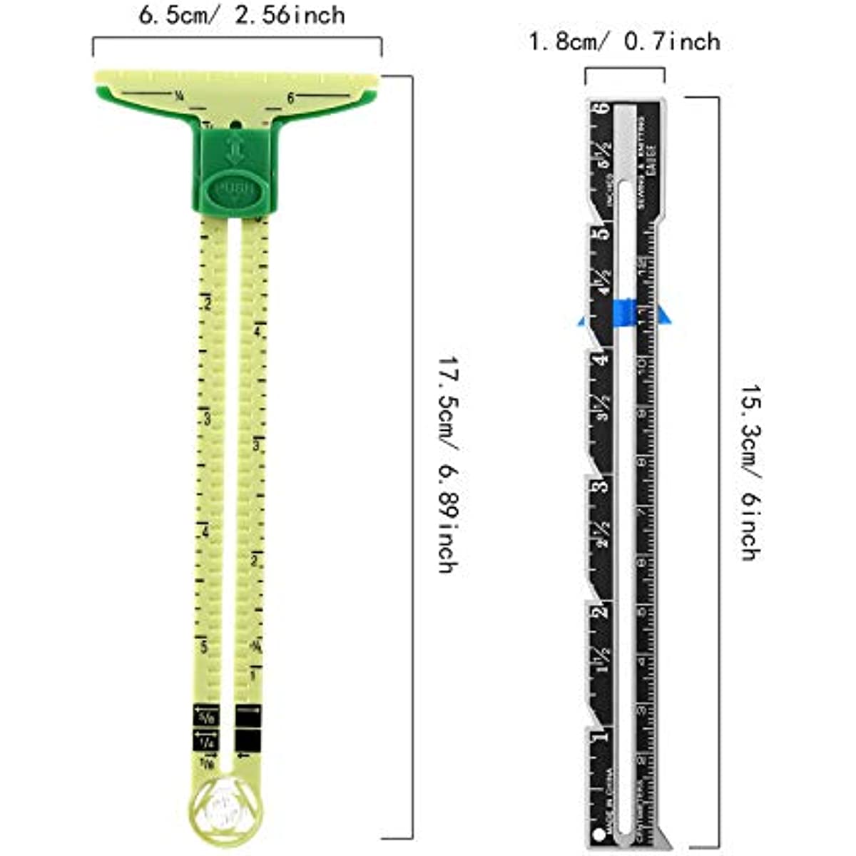 2pcs Sewing Gauge Sewing Measuring Tool, 5-in-1 Sliding Gauge Measuring Sewing Ruler Tool Fabric Quilting Ruler For Knitting Crafting Sewing Beginner Supplies