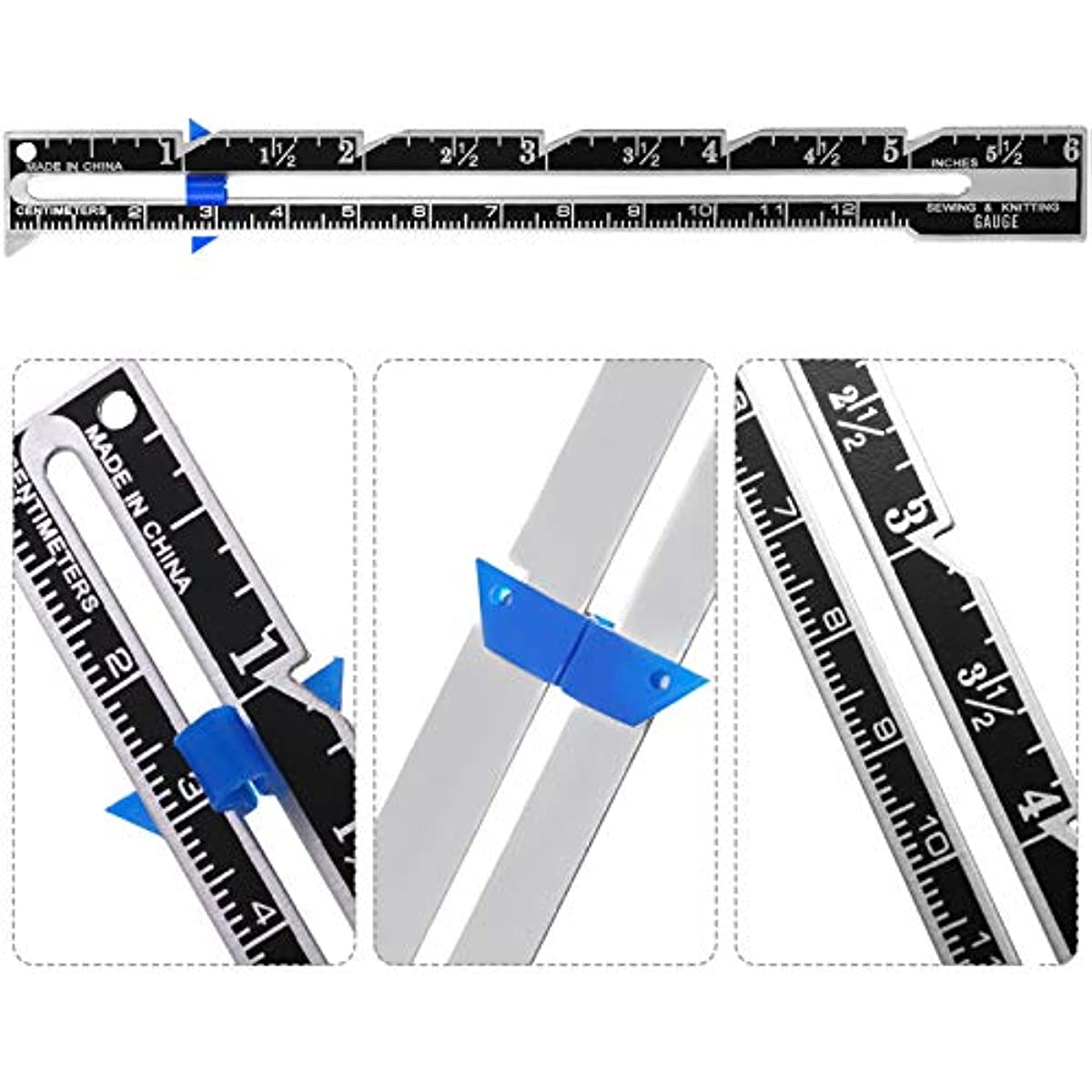 2pcs Sewing Gauge Sewing Measuring Tool, 5-in-1 Sliding Gauge Measuring Sewing Ruler Tool Fabric Quilting Ruler For Knitting Crafting Sewing Beginner Supplies