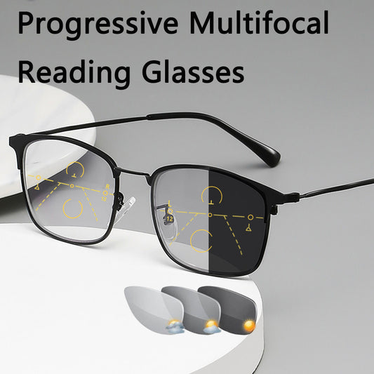 Progressive Bifocal Multifocal Reading Glasses Men's Photochromic UV Protection Hyperopia Glasses Women's Ultralight Flexible TR90 , ideal choice for gifts