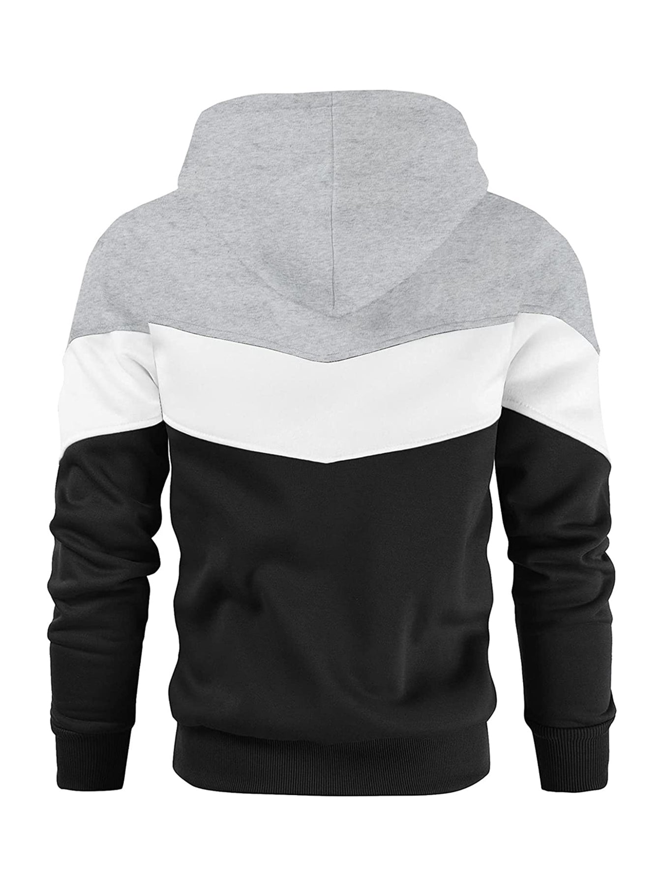 Plus Size Men's Color Block Pullover Hoodie, Long Sleeves Casual Sweatshirt With Pockets