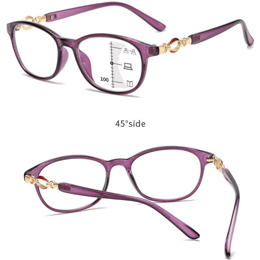 3 In 1 Progressive Multifocal Reading Glasses Women Anti-Blue Light Presbyopic Glasses Easy To Look Far And Near
