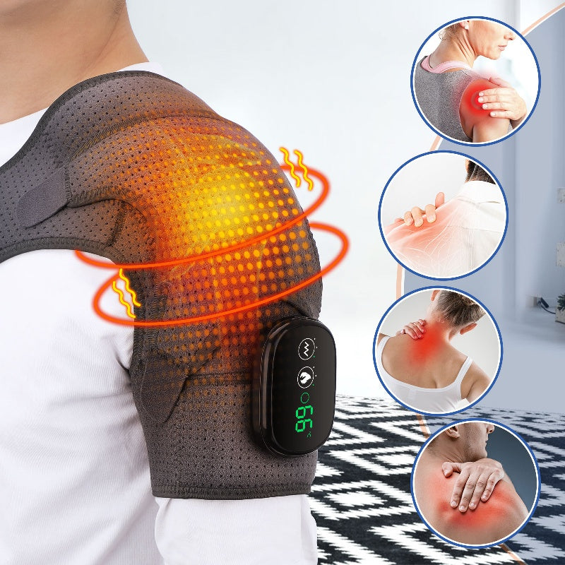 Relax And Recharge With A USB Heated Shoulder Massager Brace - Vibration Knee Heating Pad For Knee, Elbow, And Shoulder Warmers