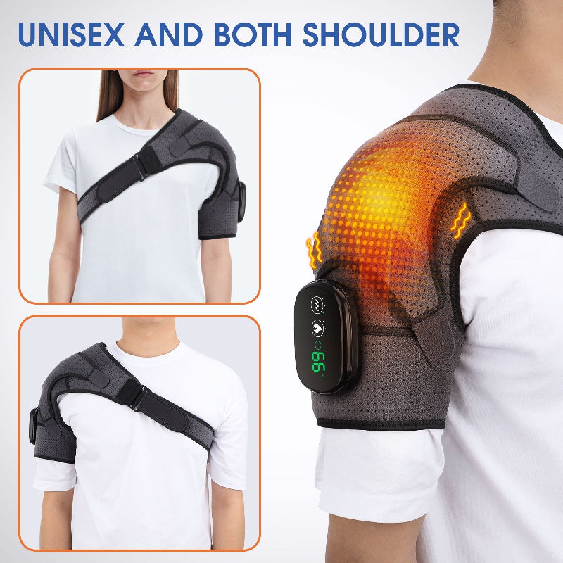 Relax And Recharge With A USB Heated Shoulder Massager Brace - Vibration Knee Heating Pad For Knee, Elbow, And Shoulder Warmers